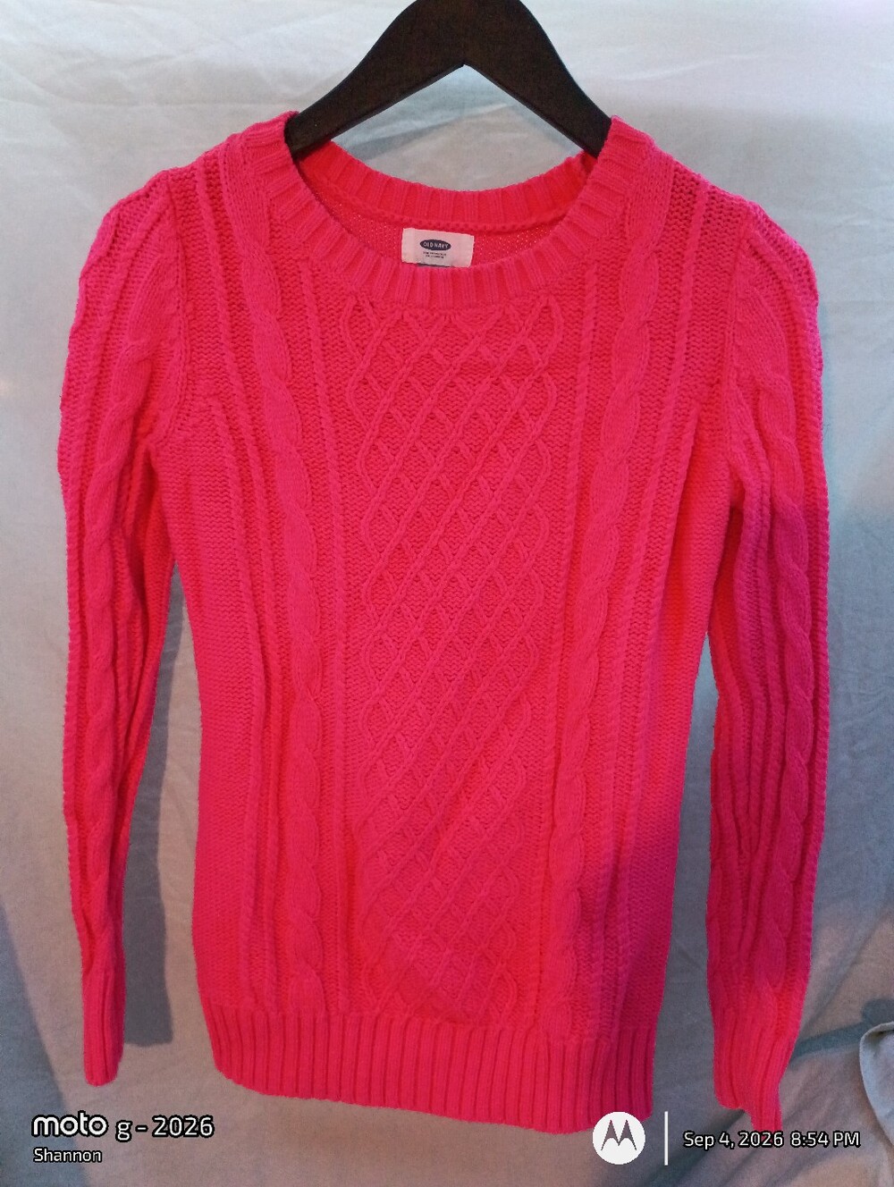 Bright Pink Cable Knit Women's Sweater